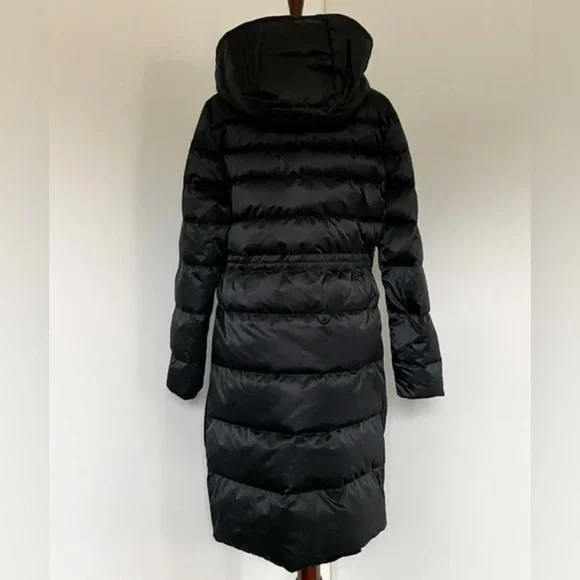 NWOT Theory Norine R Black Taffeta Poly Down Winter Puff Coat with Hood - Picture 3 of 6